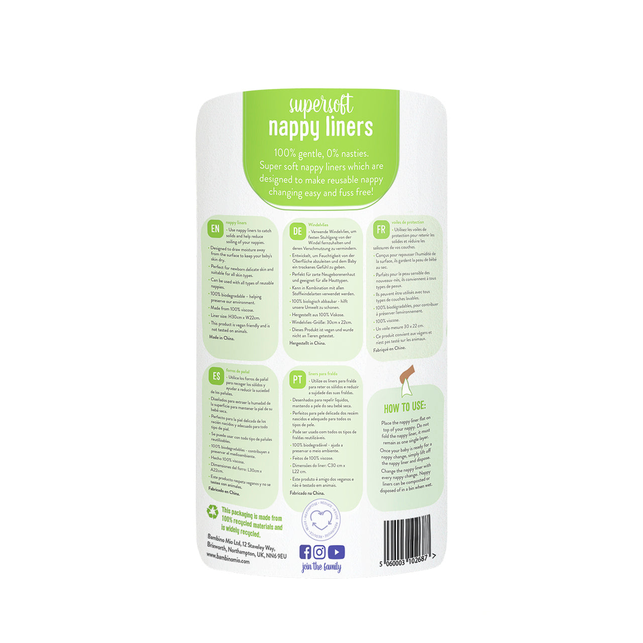Supersoft nappy liners