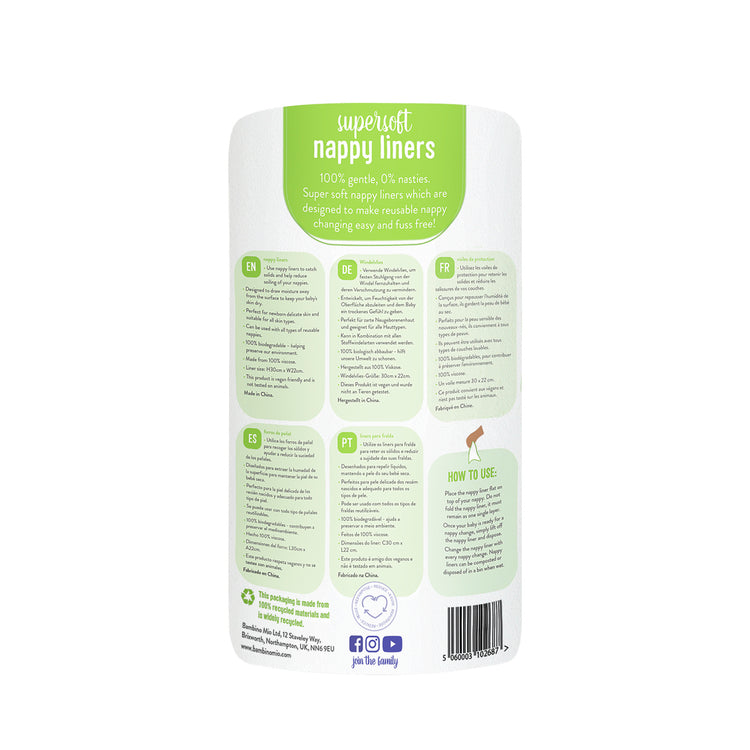 Supersoft nappy liners